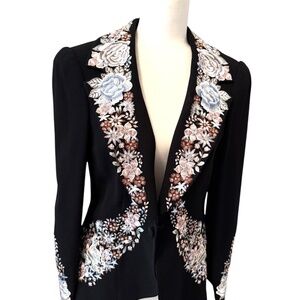 Floral Embroidered black blazer size 8 Zelda